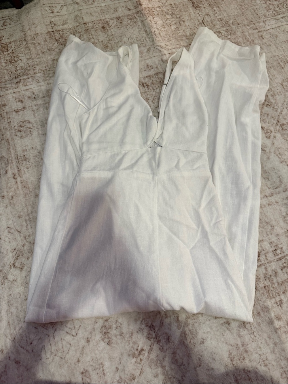 Blue Rain White V-Neck Jumpsuit